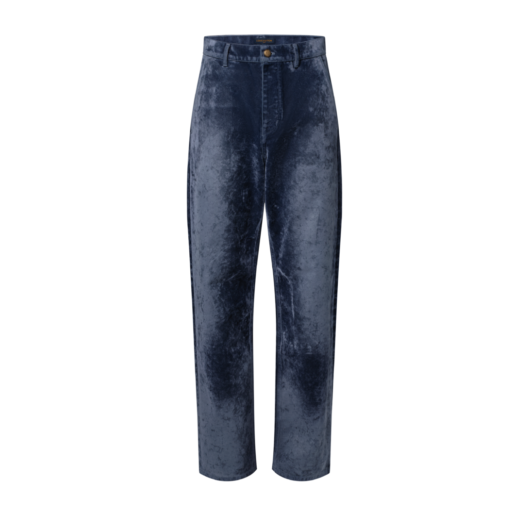 LOUIS VUITTON ダークブルー ジーンズ Velvet Denim Pants With Monogram Details - Men - Ready-to-Wear